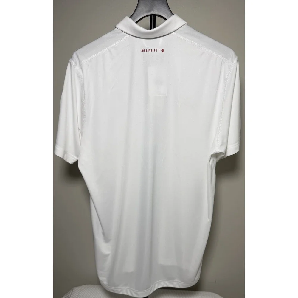 adidas AEROREADY Louisville Cardinals White Polo Shirt Men's M Breathable NWT